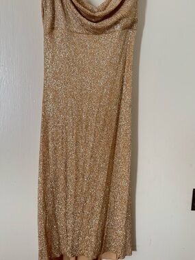 Y2K Shimmery Gold Glitter Dress Heart Moon Star Dress